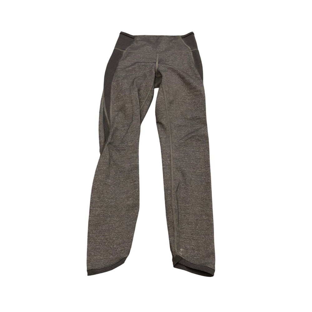 Lululemon Train Times 7/8 Pant 25"‎ Heathered Grey Black Mesh Size 4 Womens